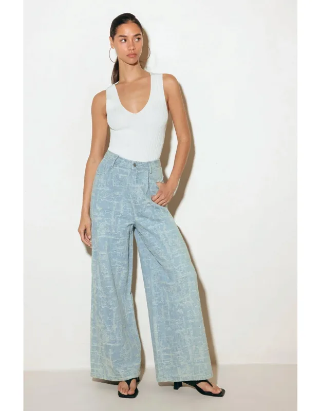 Airy Romance Wide Leg Denim Trousers