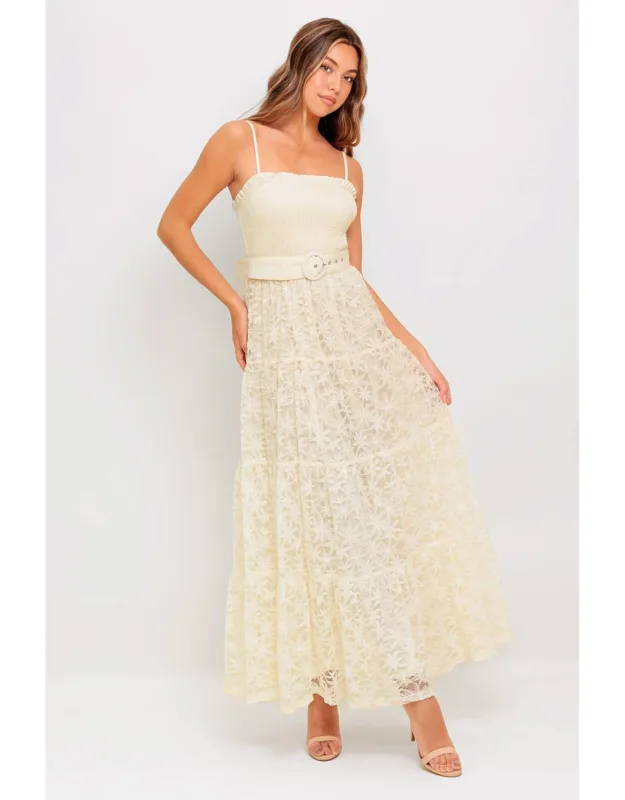 Paradise Awaits Woven Lace Ankle Dress