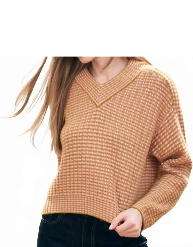 Cropped Rick Rack High Vee Sweater