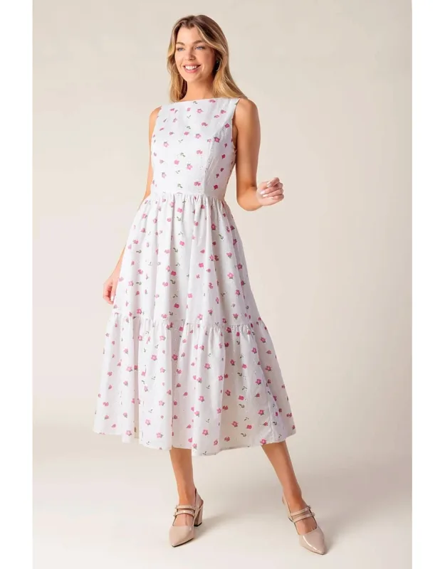 Garden Party Woven Eyelet Midi Dress