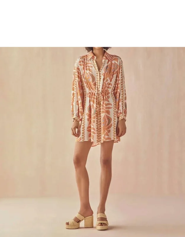 Aria Mini Dress With Collared Neckline And Cinched Waist