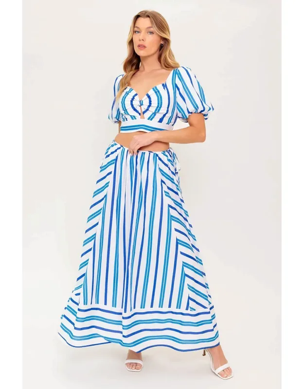 Garden Whispers Woven Top And Skirt Set