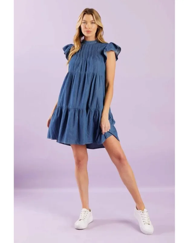 Match My Energy Woven Chambray Dress