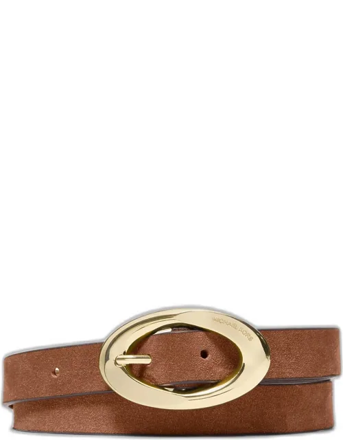 Oval Buckle Suede Belt