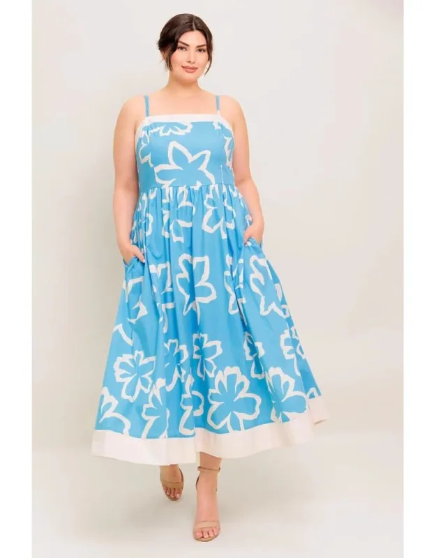 Serene Petals Woven Midi Dress