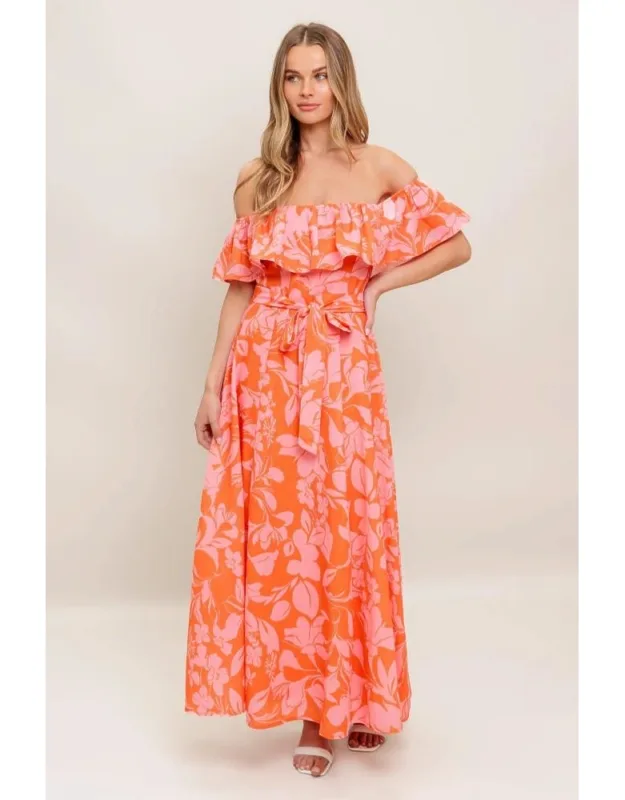 Citrus Garden Woven Midi Dress