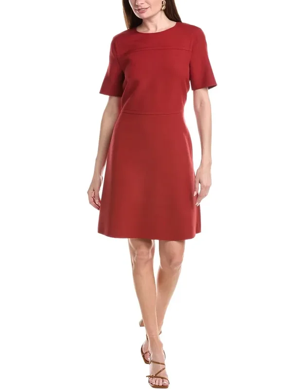Short Sleeve Wool & Silk-blend Dress