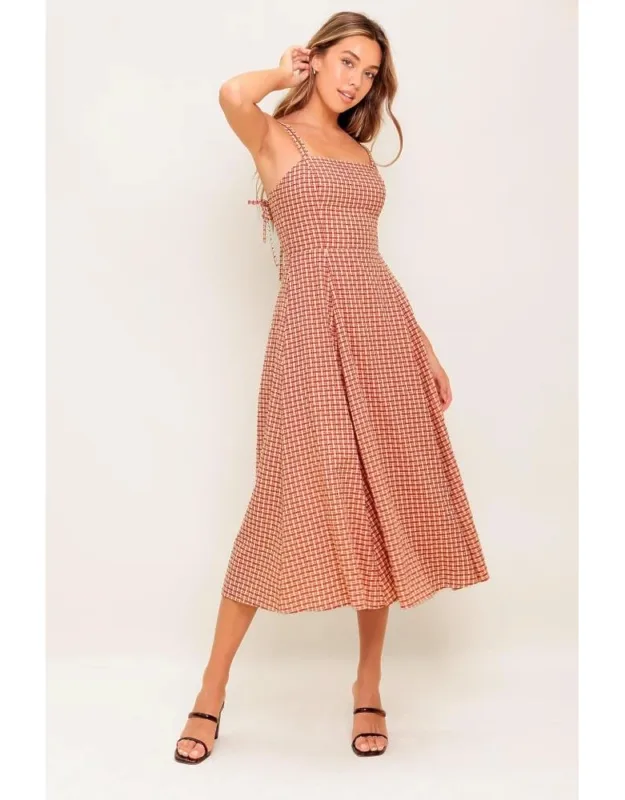 Gingham Summer Woven Midi Dress