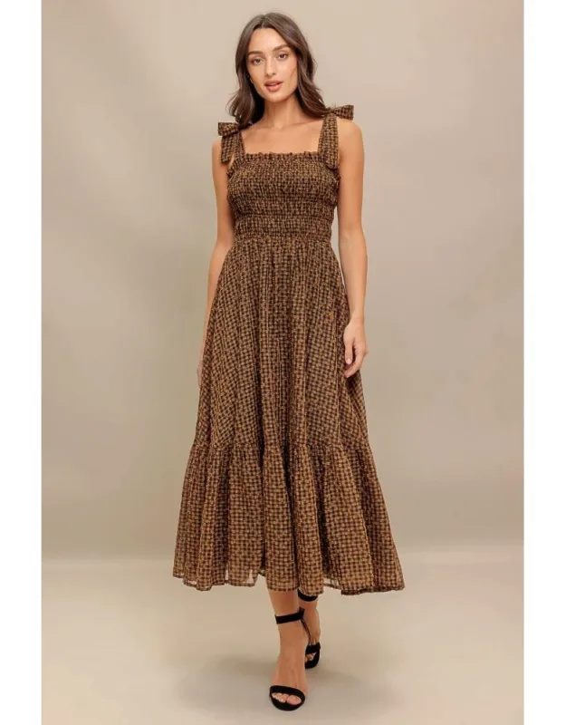 Checked Daydream Woven Midi Dress