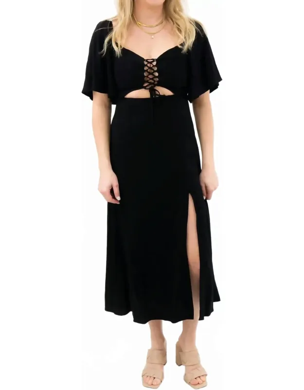 Cutout Flutter Sleeve Corset Dress