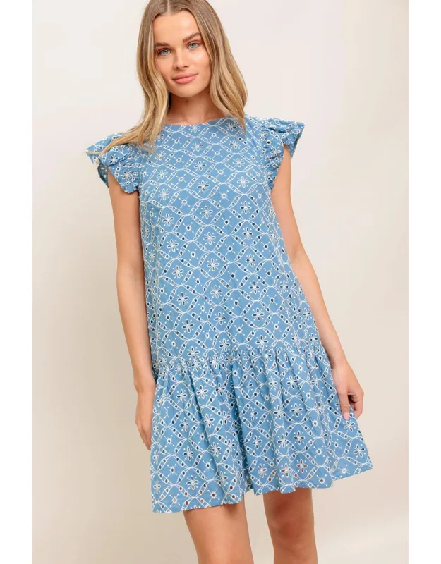 Cupcake Smile Woven Eyelet Babydoll Dress