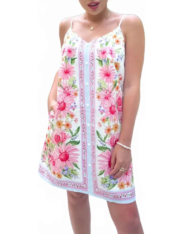 Floral Border Print Mini Dress