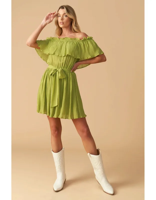 Just One More Mini Dress With Off Shoulder Neckline And Elasticized Waist