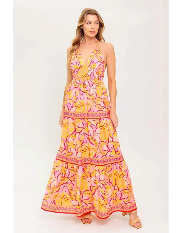 Go With Grace Woven Maxi Dress With Cami Top And Halter Tie