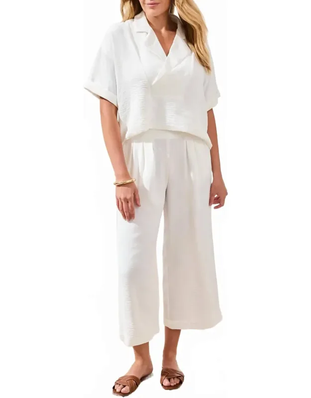 Flowy Crop Pants With Elastic