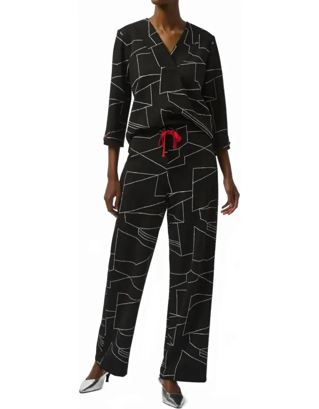 Abstract Print Pull-on Wide Leg Pants