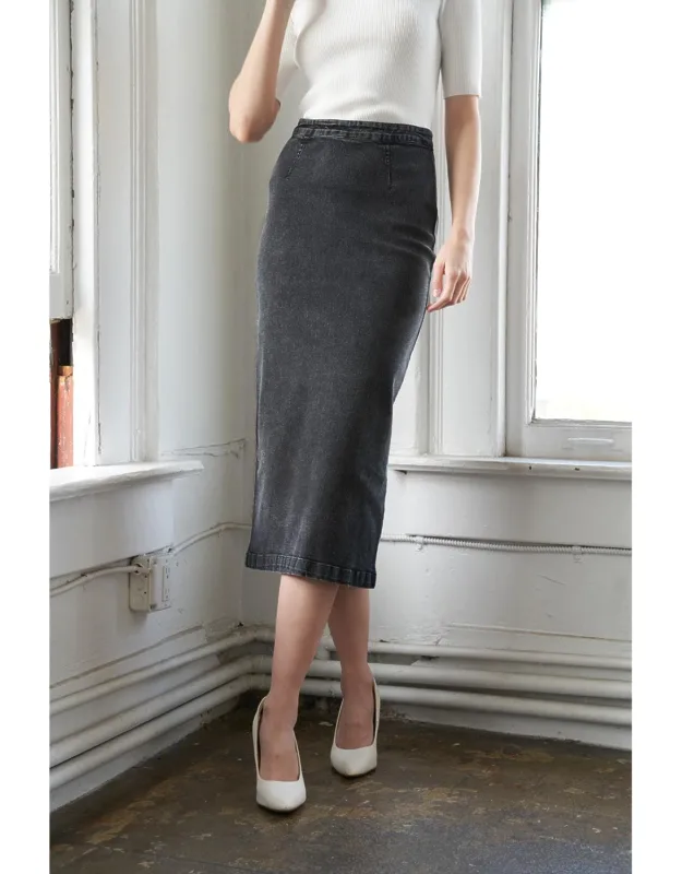 Sunkissed By Sunset Denim Midi Skirt