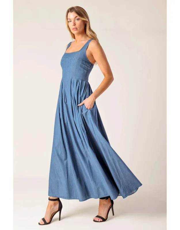 Passiflora Denim Midi Dress