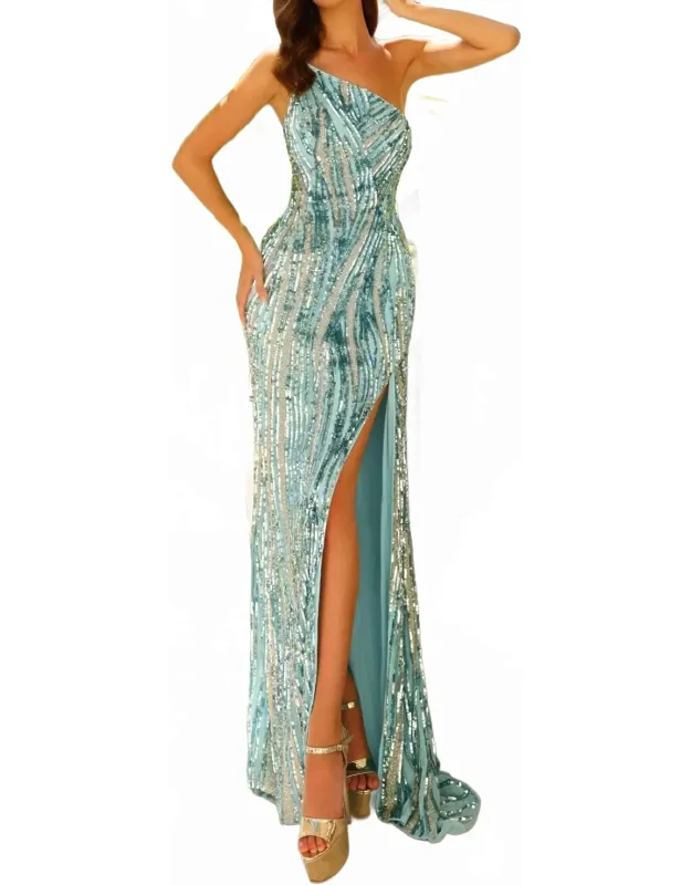 High-waist Slit Sequin Prom Dress