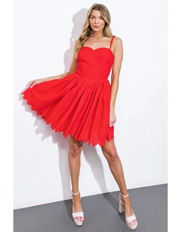 Sense Of Serenity Woven Mini Dress With Sweetheart Neckline And Full Skirt