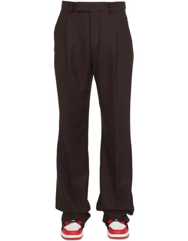 Flannel Pants With Hook And Zipper Closure And Belt Loops At The Waist