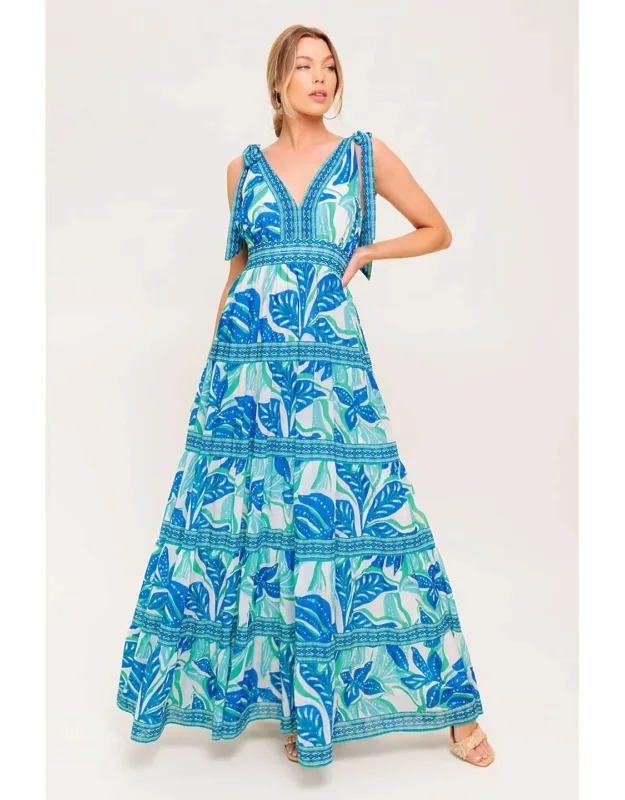 Show Your Love Woven Maxi Dress With V Neckline And Sleeveless Design