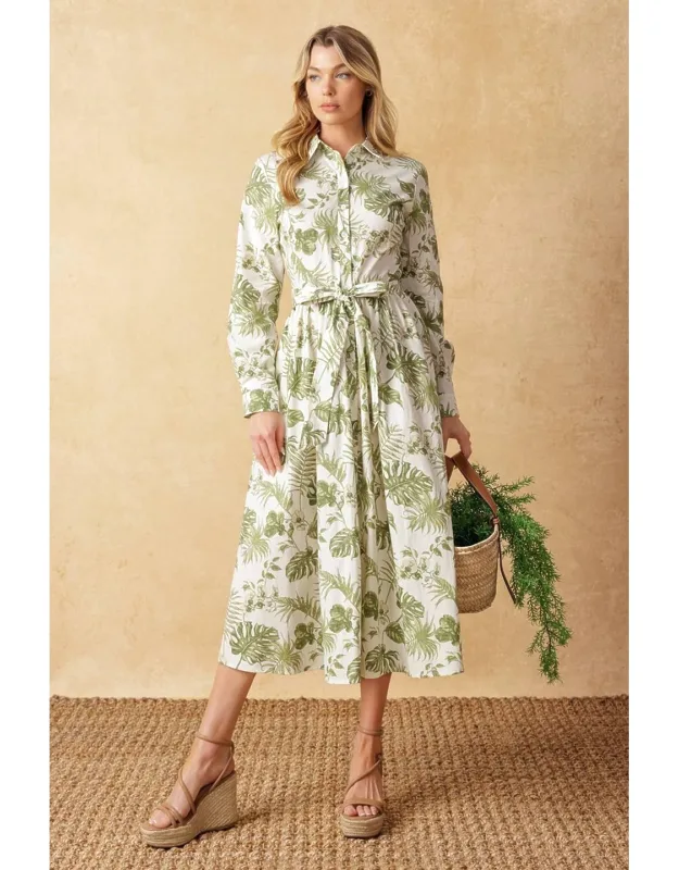 Want You Around Midi Dress With Shirt Collar And Button Down