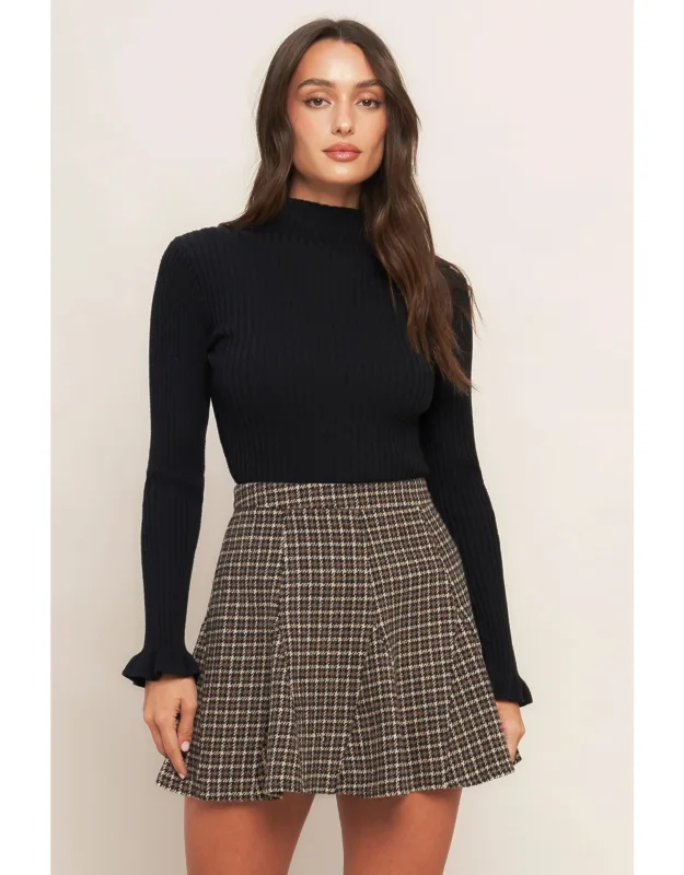 Hound Flare Tweed Woven Skirt