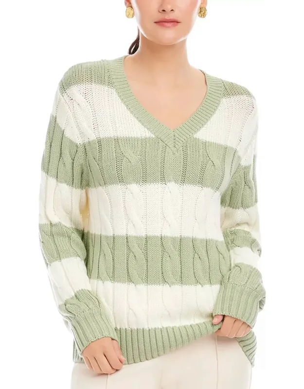 Avalee Stripe Cable Sweater