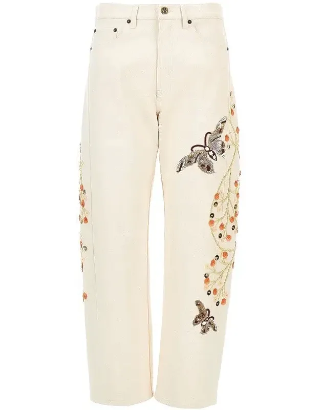 Embroidered Barrel Jeans