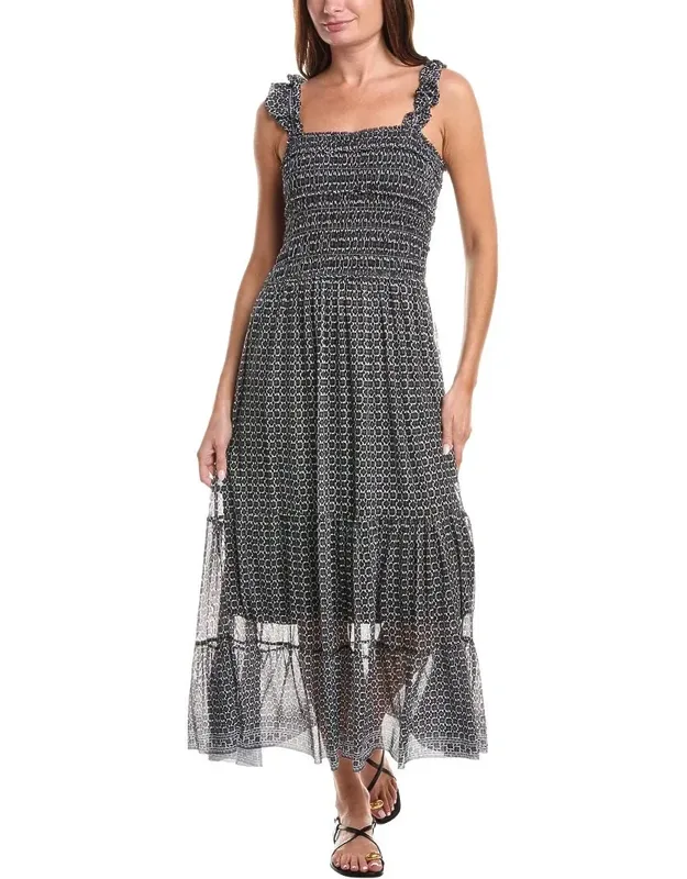 Smocked Ruffle Strap Maxi Dress