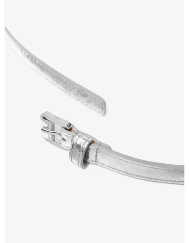 Metallic Snake Embossed Leather Waist Belt