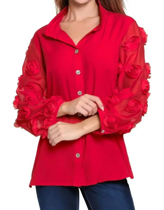 Sheer Floral Sleeve Top