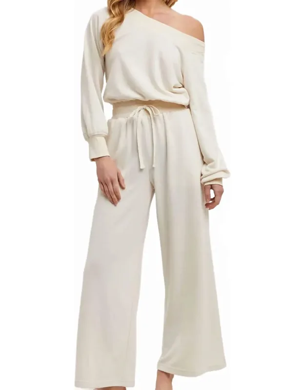 Wide Neck Off The Shoulder Knit Jumpsuit