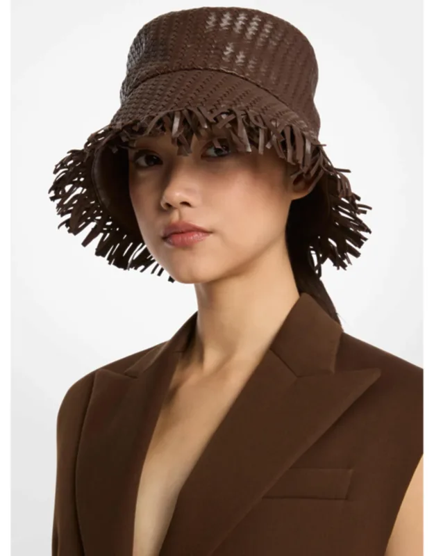 Woven Leather Bucket Hat