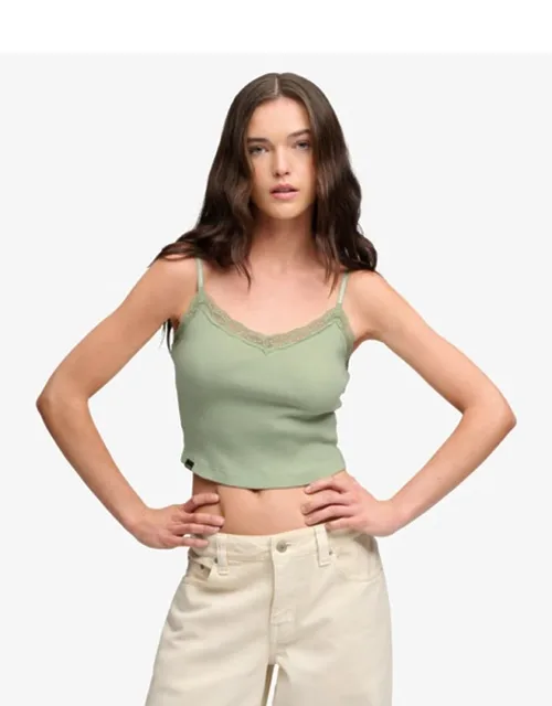 Essential Lace Trim Cropped Cami Top