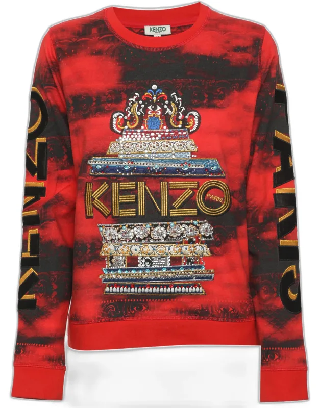 Logo Embroidered And Crystal Embellished Jersey Sweater