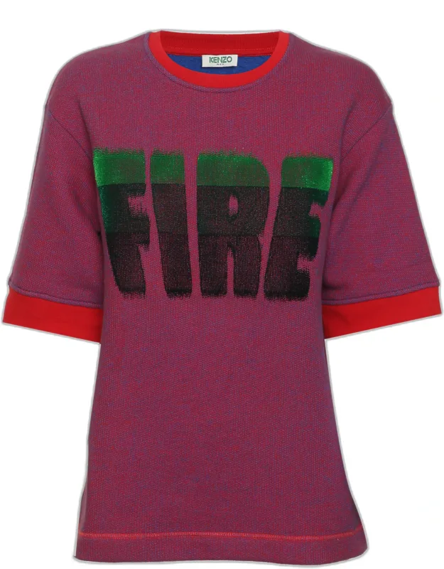 Multicolor Fire Print Jersey T-shirt