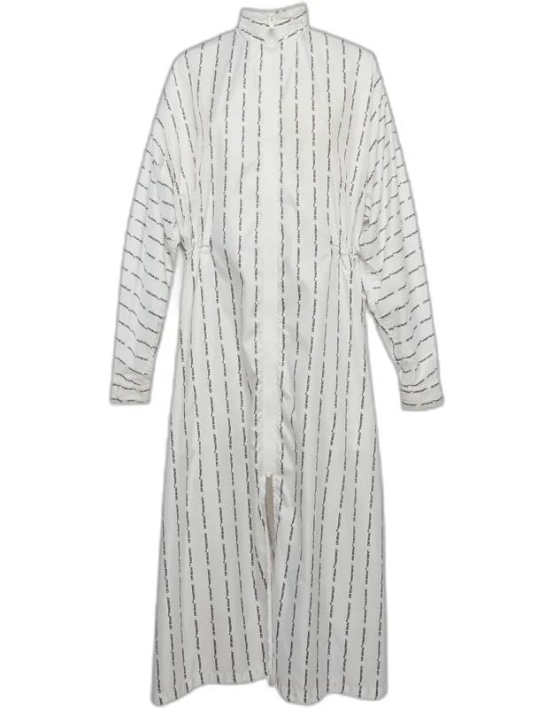 Logo Pinstripe Synthetic Long Hooded Coat