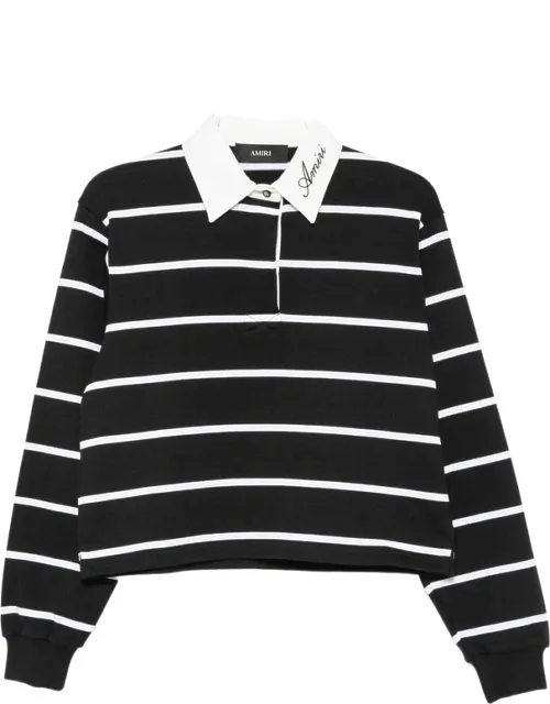 Striped Long-sleeve Polo Top
