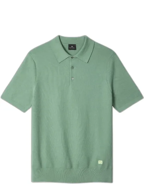 Textured Cotton Knitted Polo Shirt