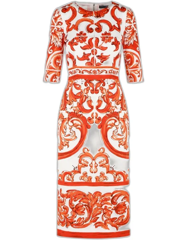 Majolica Print Silk Charmeuse Dress