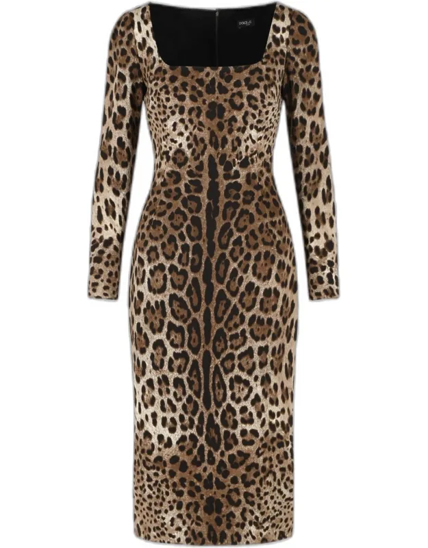 Leo Print Stretch Viscose Dress
