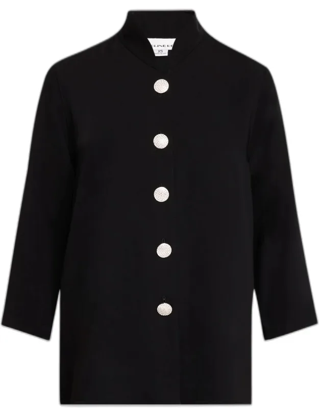Rhinestone-button Matte Crepe Jacket