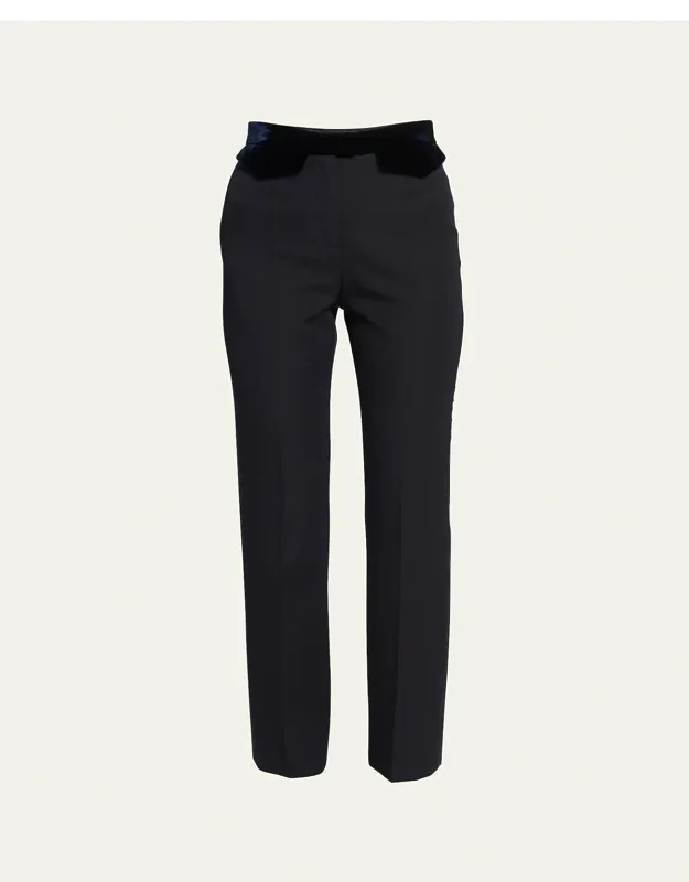 Wool Tuxedo Pants With Velvet Details