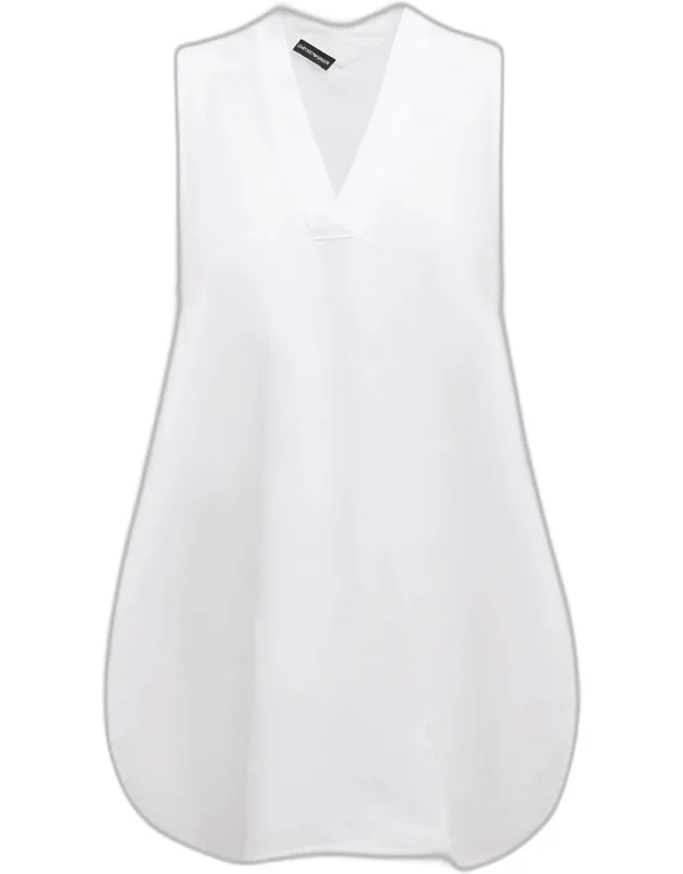 Sleeveless High-low Linen Blouse