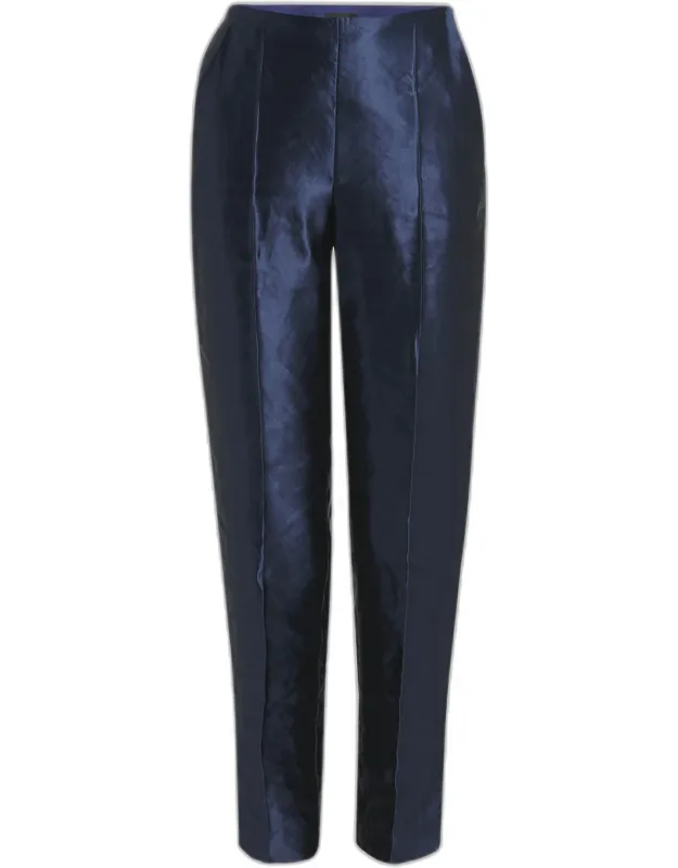 Linen Silk Straight-leg Trousers