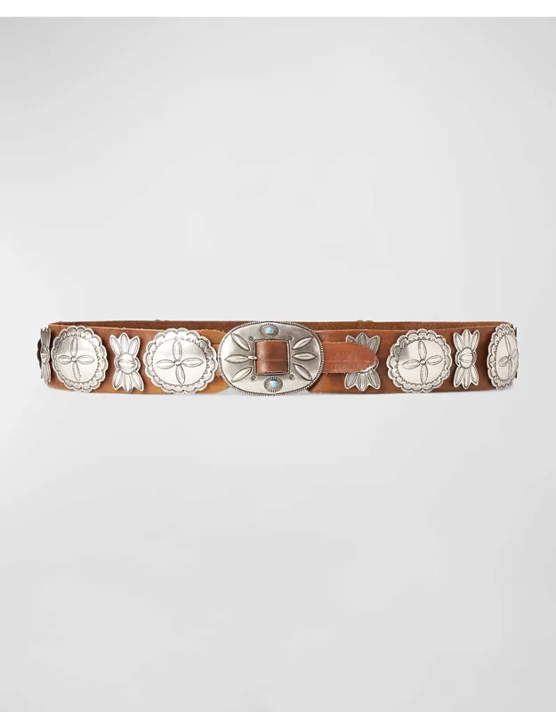 Casted Concho Leather Belt