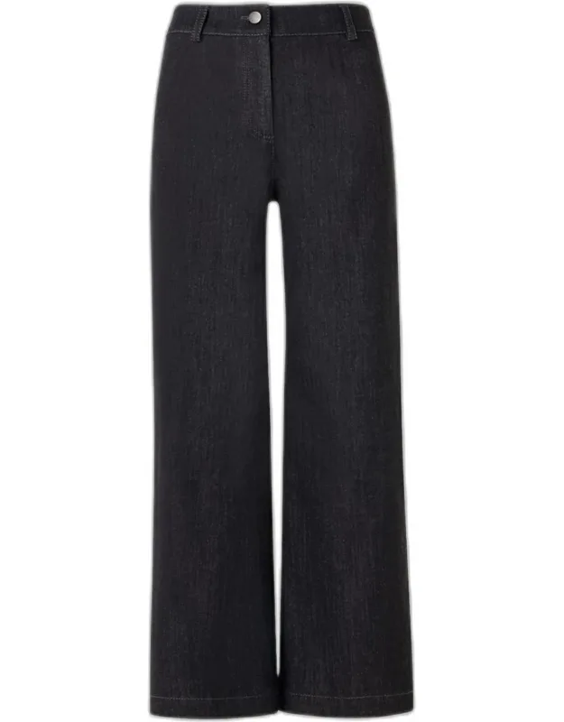 High-stretch Denim Straight-leg Crop Pants