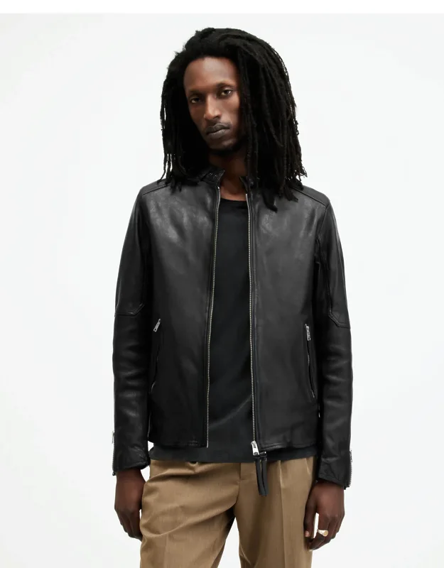 Cora Leather Snap Back Collar Jacket